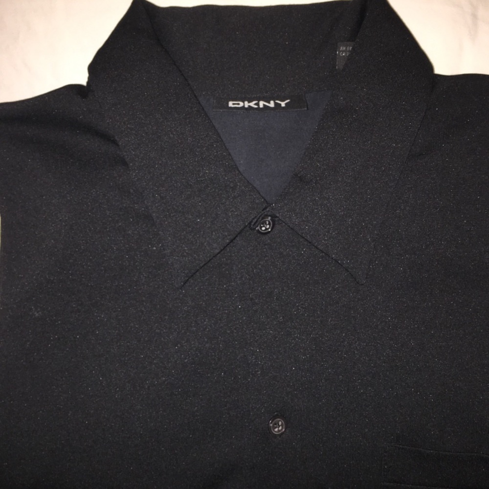 DKNY black casual button up shirt LG